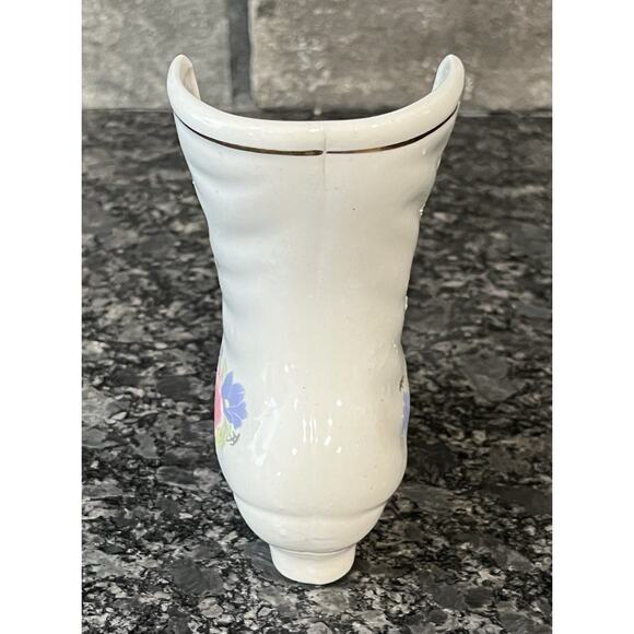 Vintage K’s Collection Porcelain Victorian Shoe Blue & Pink Florals & Gold Trim - Picture 5 of 7